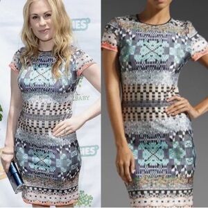 Clover Canyon Sheath Cap Sleeve jeweled kaleidoscope Dress ASO Size XS